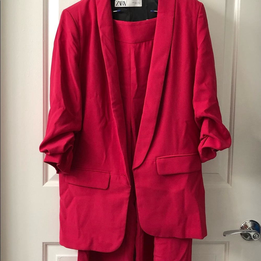 Zara Wide-Leg Pantsuit, Size S (jacket) and M (pants)